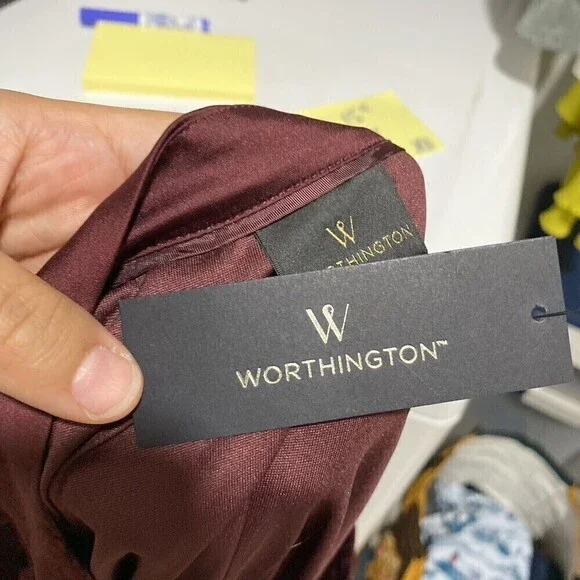 Worthington Women's Maroon Berry Fully Lined Pleated Skirt‎ Size 4 New with tags - Picture 3 of 7